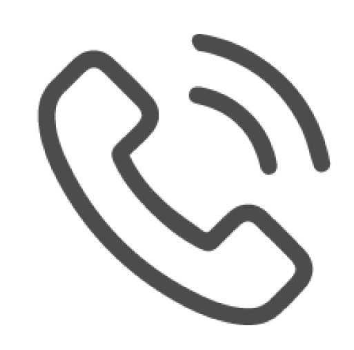 A stylized grey icon of a ringing telephone receiver on a white background.