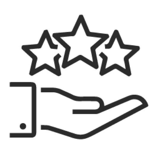 A line icon of a hand with three stars floating above the palm.