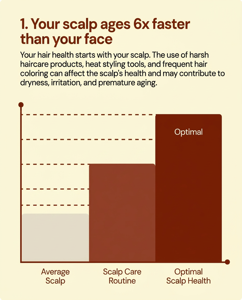 An infographic with a bar chart showing the progression from an average scalp to optimal scalp health.