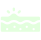 Simple green and white icon of a sandwich with a leaf on top.