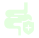 A simple, abstract green shape on a black background.