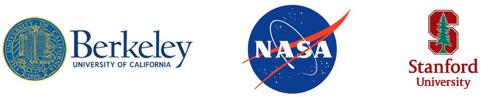 Logos of UC Berkeley, NASA, and Stanford University.
