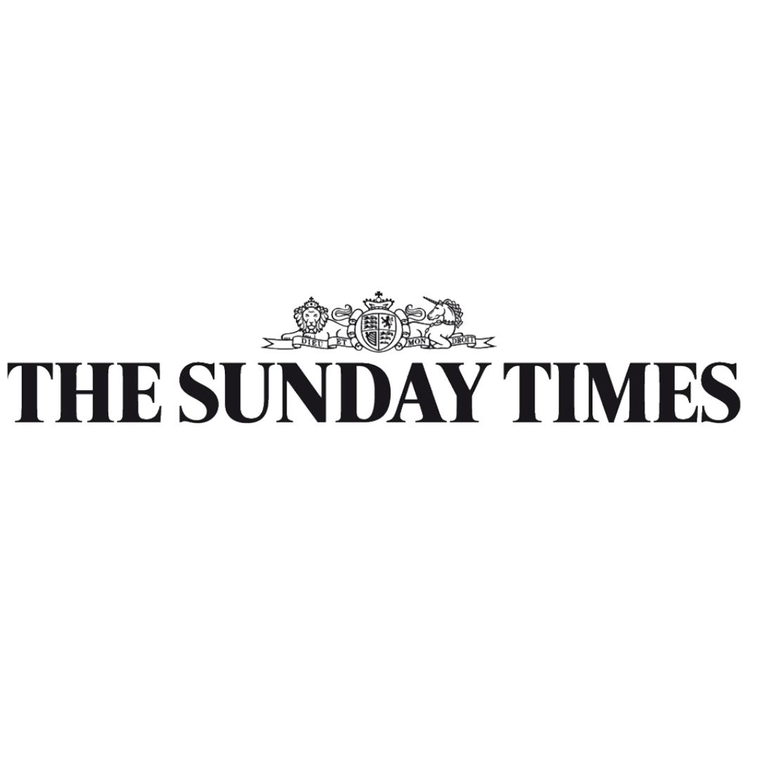 Logo of The Sunday Times with a decorative emblem.