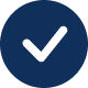 White checkmark inside a blue circle on a transparent background.