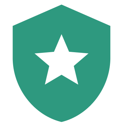 Green shield with a black star in the center.