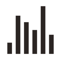 Black vertical bars of varying heights on a white background.