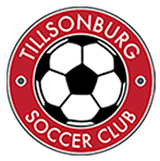 The logo for the Tillsonburg Soccer Club, featuring a soccer ball inside a red circular crest.