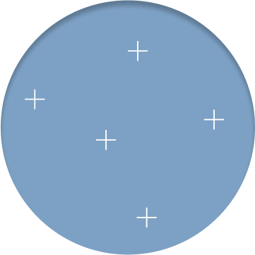 Blue circle with five white plus signs inside.