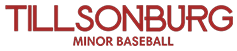 The logo for Tillsonburg Minor Baseball in red text.