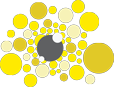 An abstract graphic of circles in shades of yellow, gray, and white.