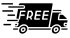 A black icon of a moving truck with the word FREE written on the side.