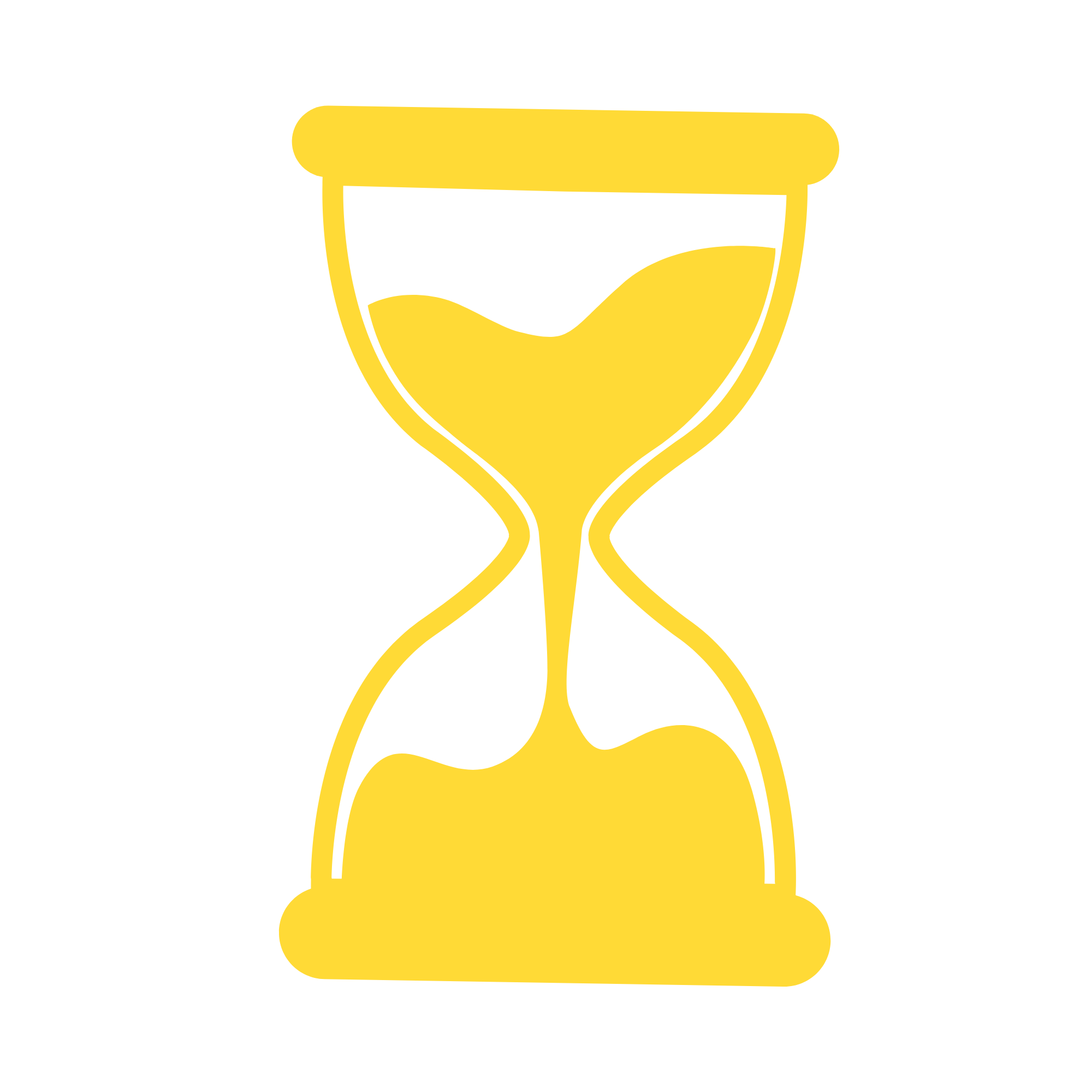 Yellow hourglass icon on a black background.