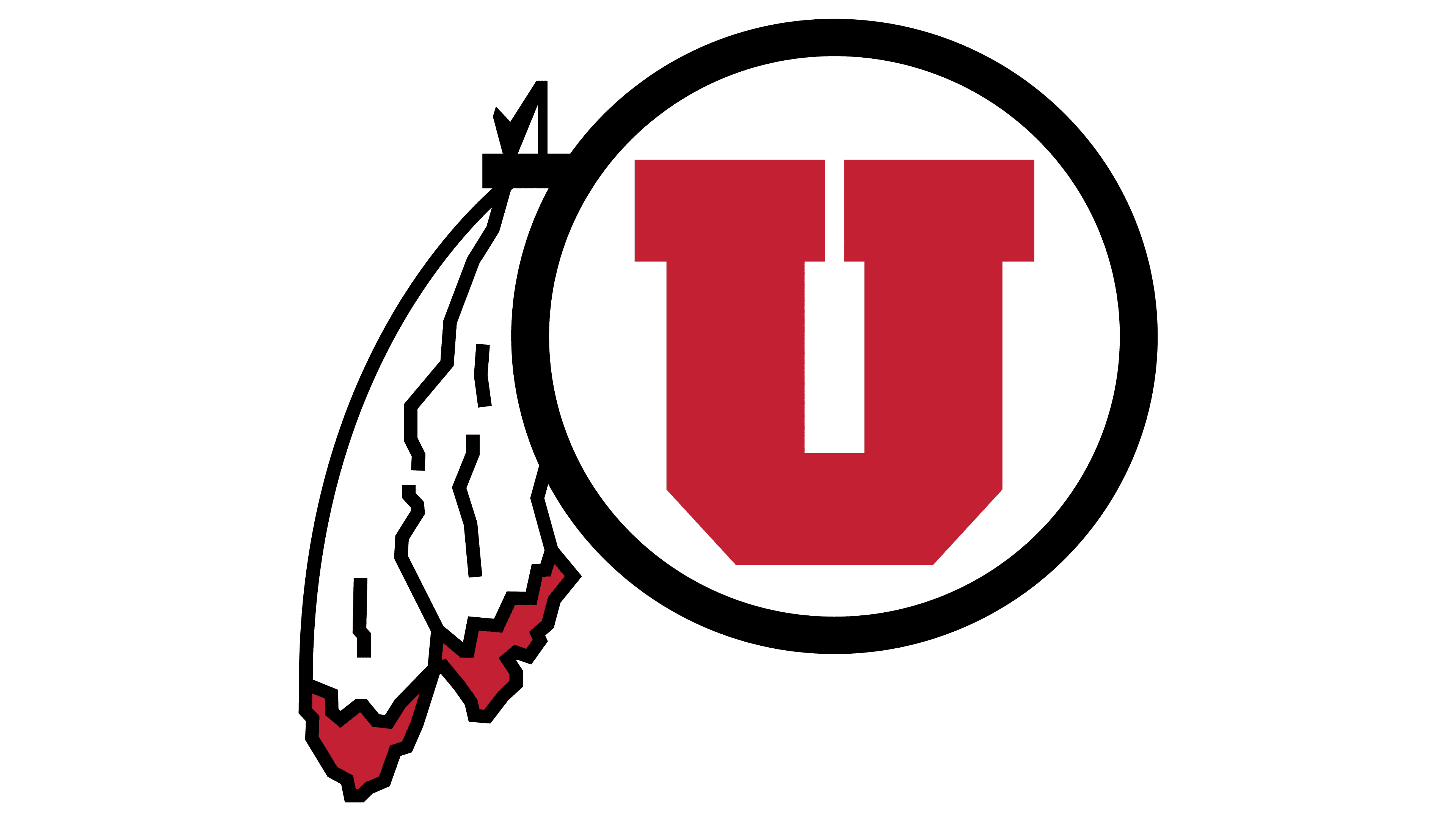 The University of Utah logo, with a red block letter 'U' inside a circle with two feathers attached.