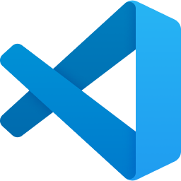The blue logo for Visual Studio Code on a transparent background.