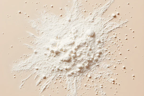 White powder scattered on a beige surface.