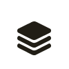 An icon of three stacked, rounded squares or layers.