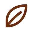 A simple brown line drawing icon of a single leaf.
