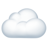 Illustration of a fluffy white cloud on a transparent background.