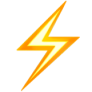 Illustration of a yellow lightning bolt on a white background.