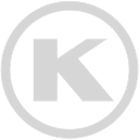 Gray circle with a 'K' inside on transparent background.