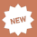 A light brown starburst icon with the word 'NEW' inside.