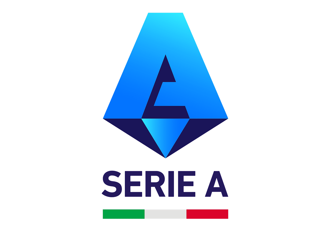 Blue geometric 'A' logo with 'Serie A' text and Italian flag below.