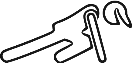 Outline of a pipe wrench with a curved handle.