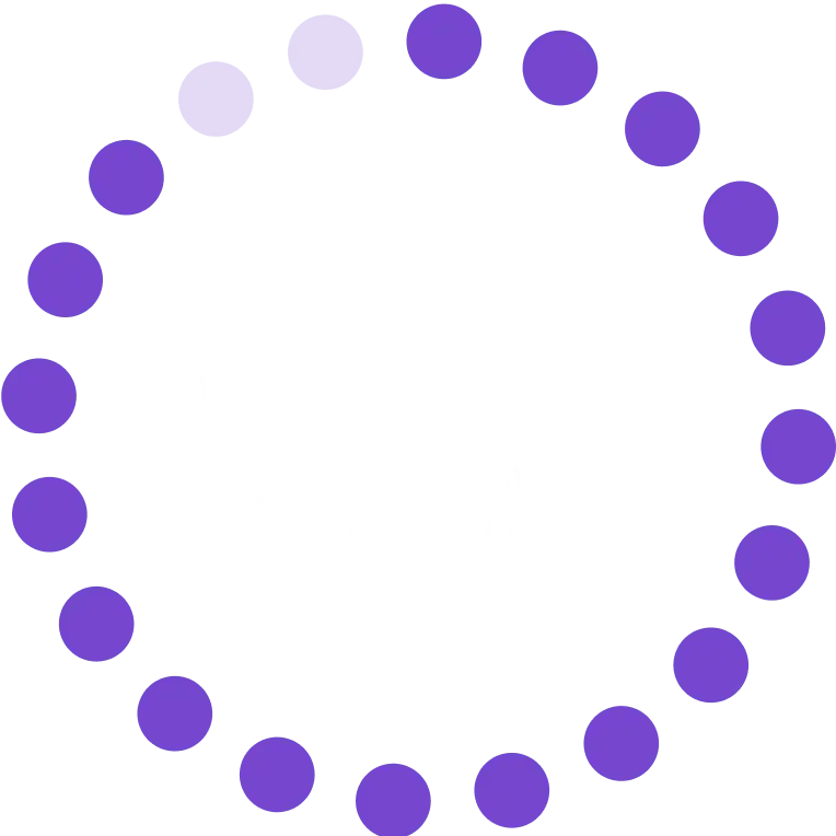 Purple dotted circle with '89%' in the center.