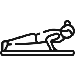 Line drawing of a person performing a plank exercise.