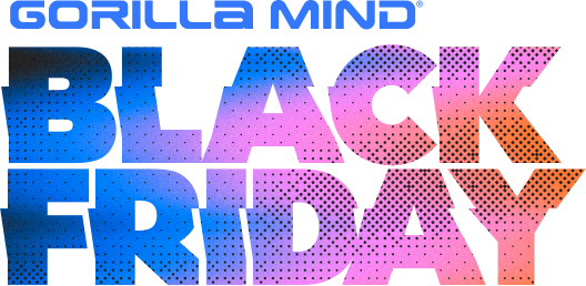 Gradient pattern with blue, pink, and orange colors and black dots.