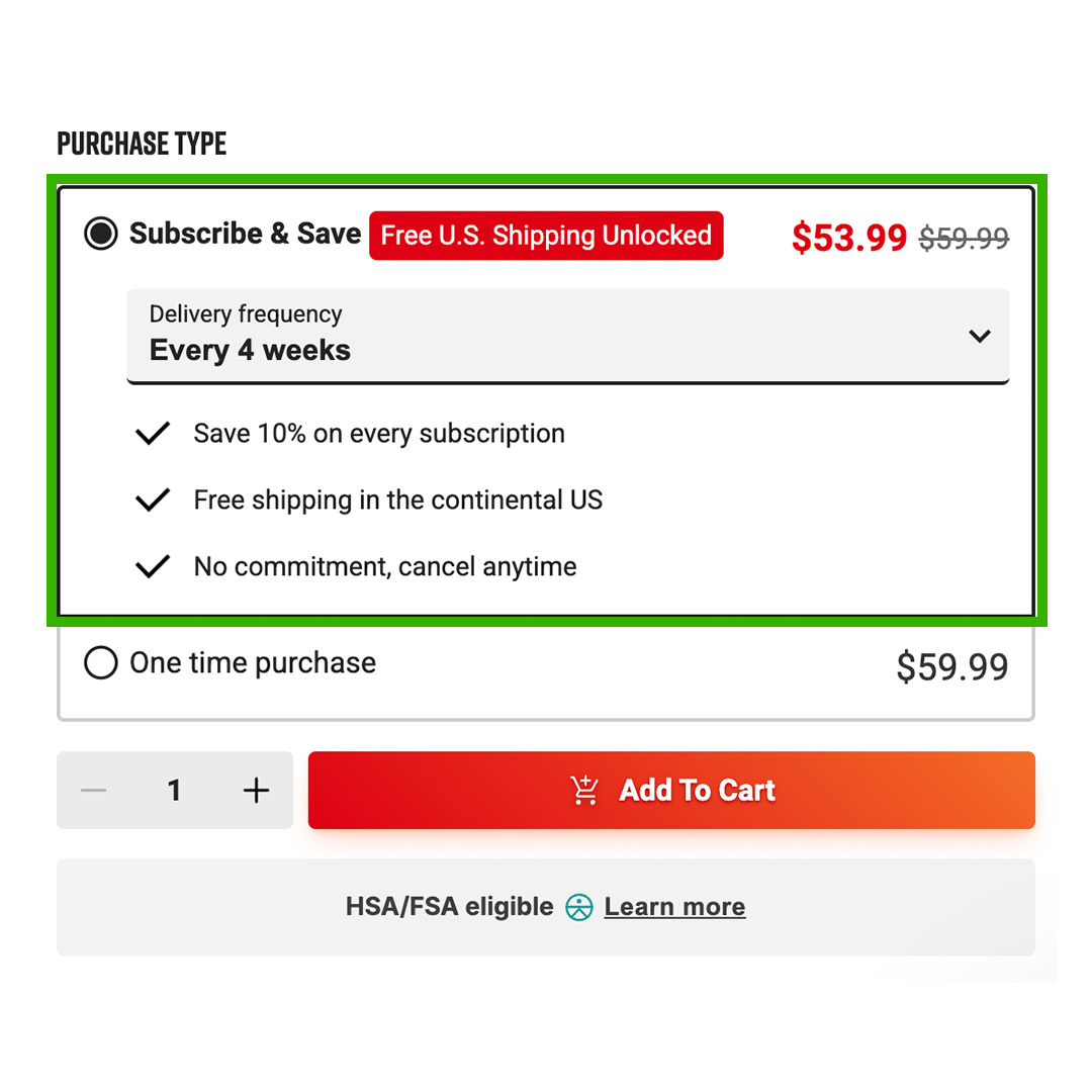 buy box for Subscription purchase using HSA/FSA - explaining how to use it