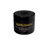 Black container labeled 'Kingsmen Beard Butter Black Knight' on a white background.