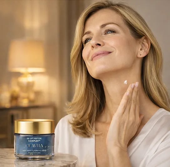 Woman applying Tri-Lift Peptide Complex