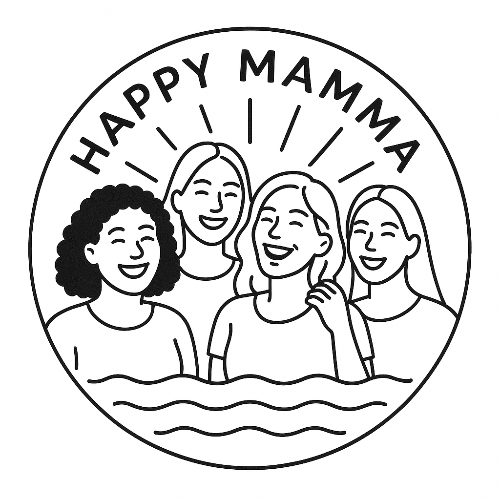 Illustration of four smiling women with 'Happy Mamma' text above.