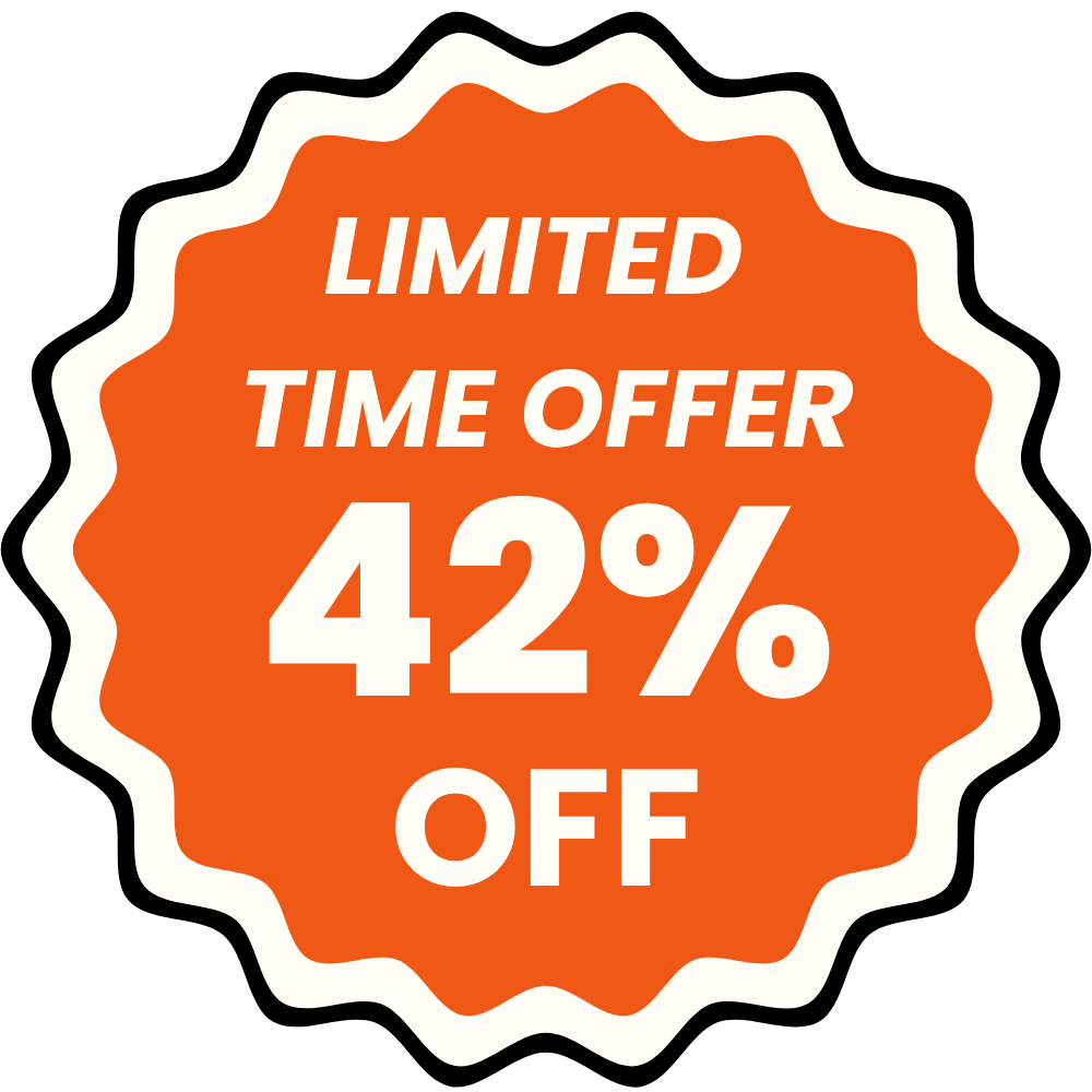 A graphic sticker that reads, 'Limited Time Offer 50% Off.'