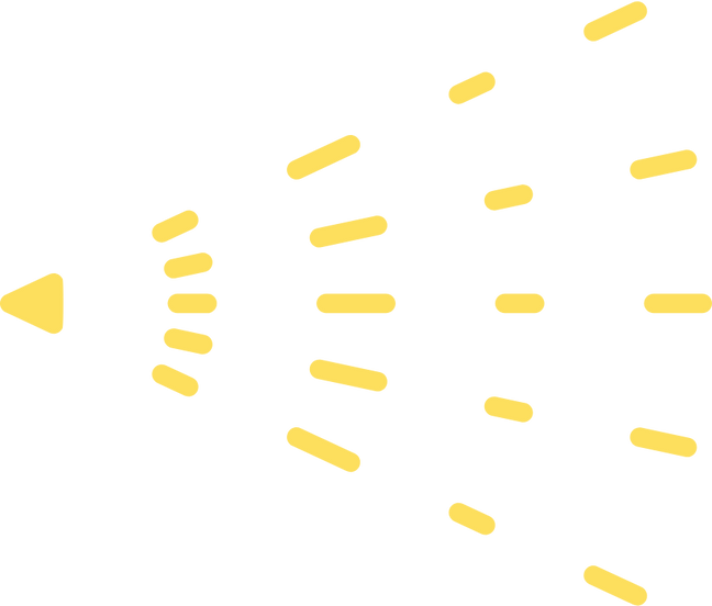 Yellow triangular shape with radiating lines on a black background.