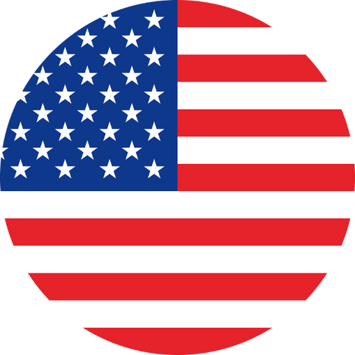 Circular image of the United States flag with stars and stripes.