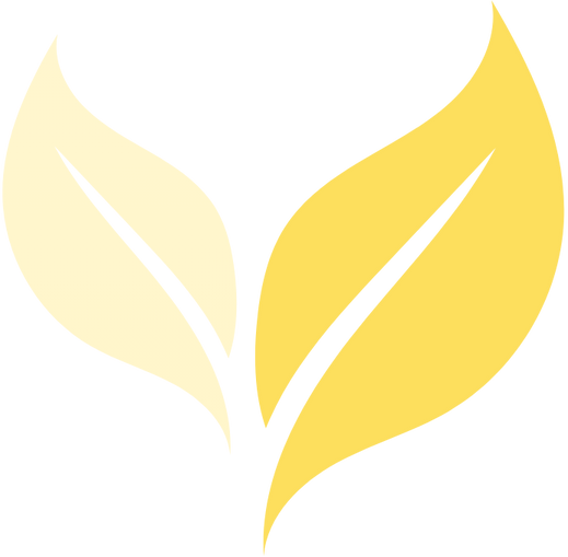 Two stylized yellow leaves on a black background.