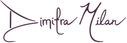 Stylized purple signature on a white background.