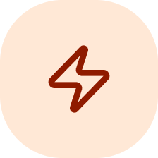 A dark red lightning bolt icon inside a light peach-colored circle.