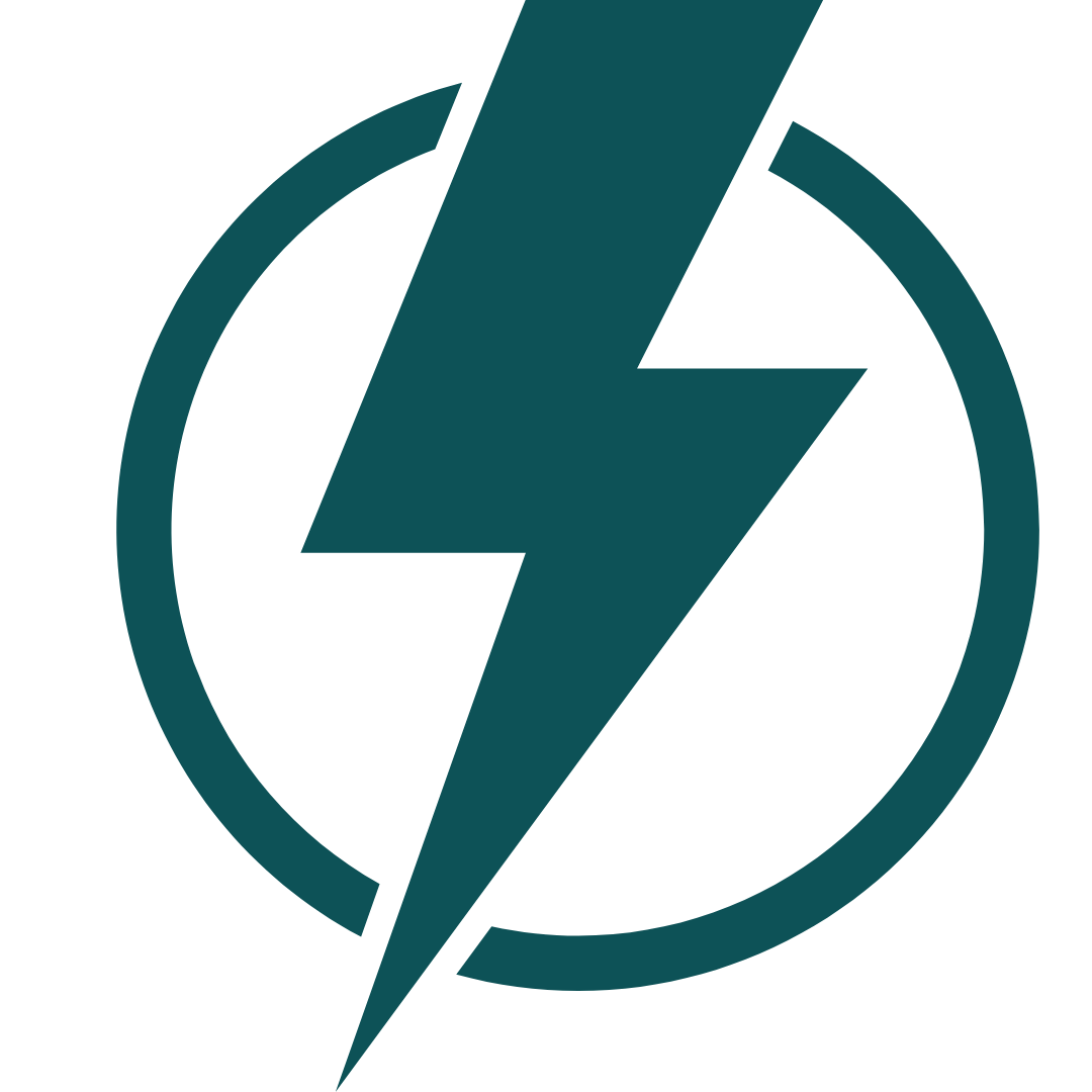 Teal lightning bolt inside a circle on a white background.