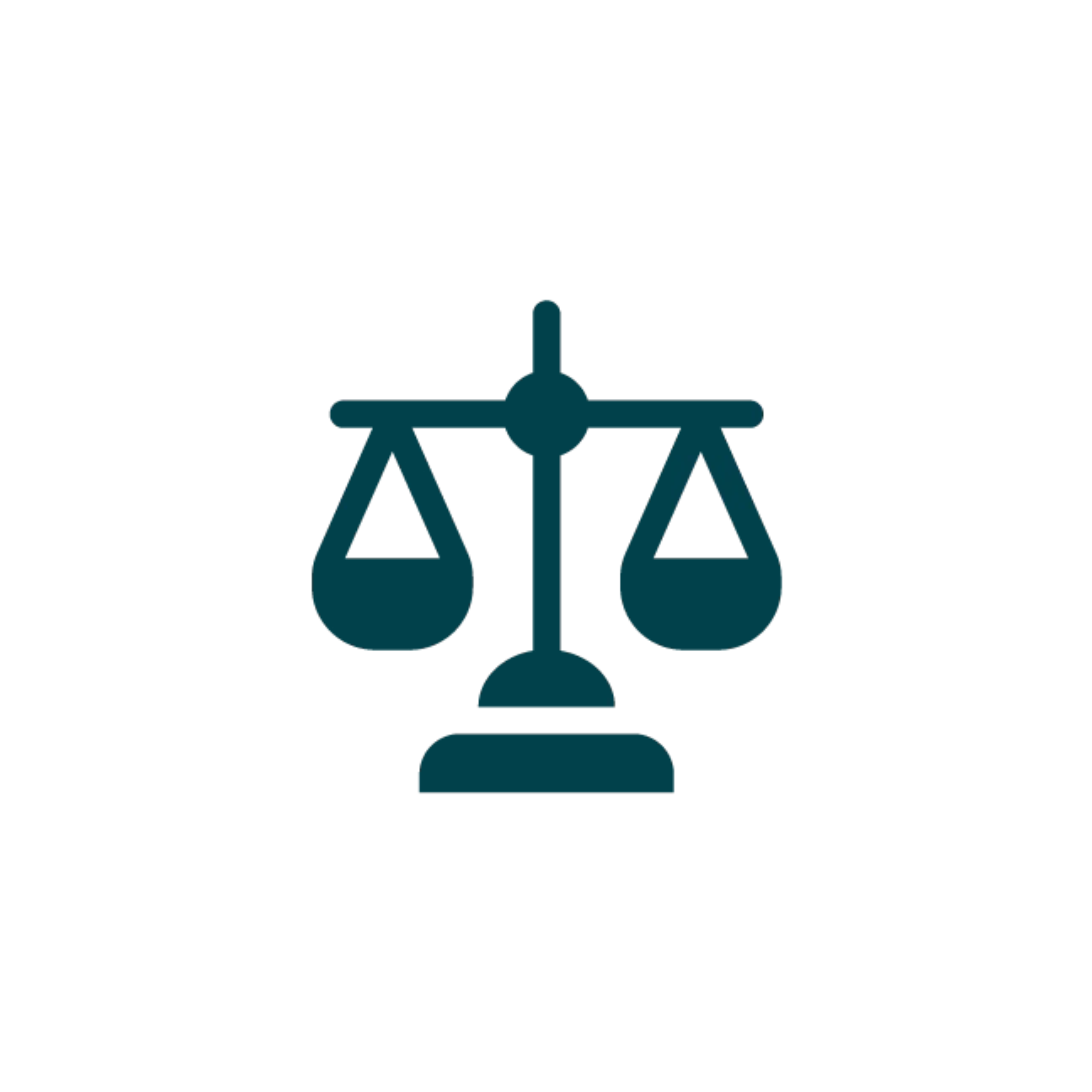 Silhouette of balanced scales icon on a transparent background.