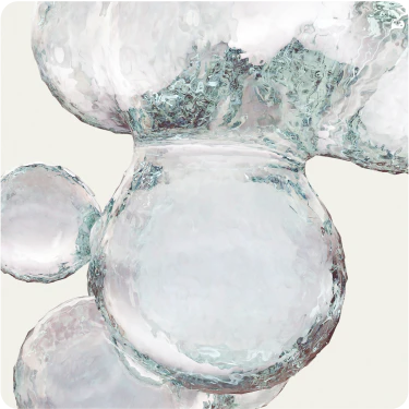 Abstract image of transparent glass-like bubbles.