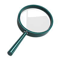 Magnifying glass with a teal handle on a white background.