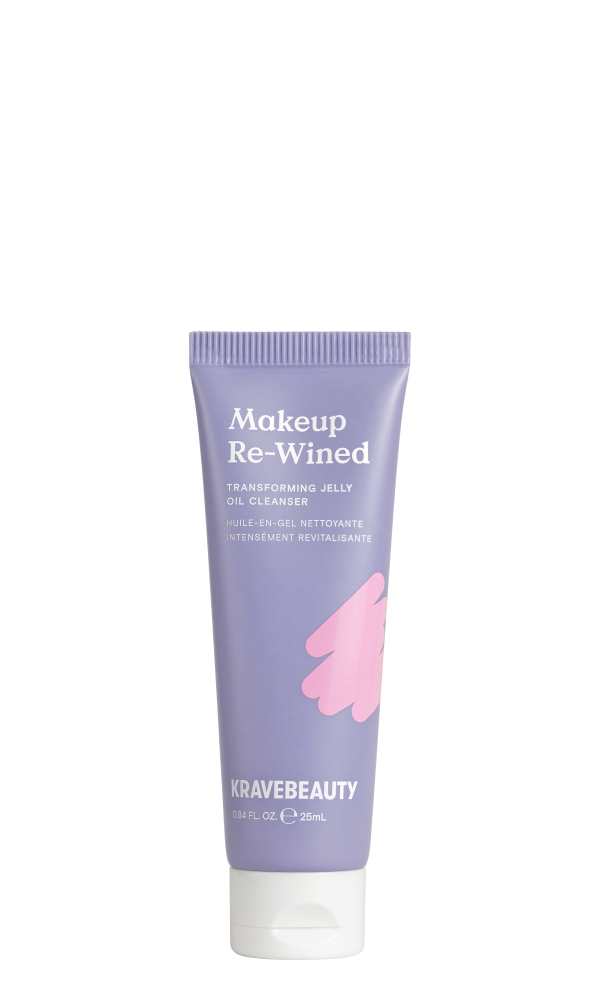 Purple tube of KraveBeauty Makeup Re-Wined cleanser.