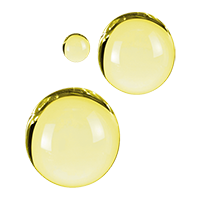 Three translucent yellow spheres of different sizes.