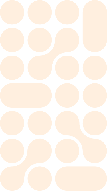 Stylized grid of connected, rounded beige shapes on a black background.