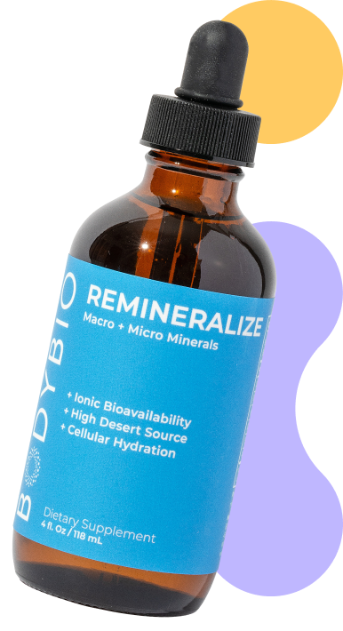 A brown bottle of BodyBio Remineralize dietary supplement.