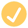 Yellow circle with a white checkmark inside.