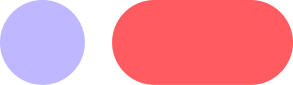 A purple circle and a red oval on a white background.